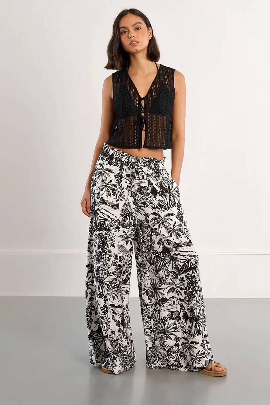 NEW MOLLY BRACKEN hawaii wide pants in black hawai